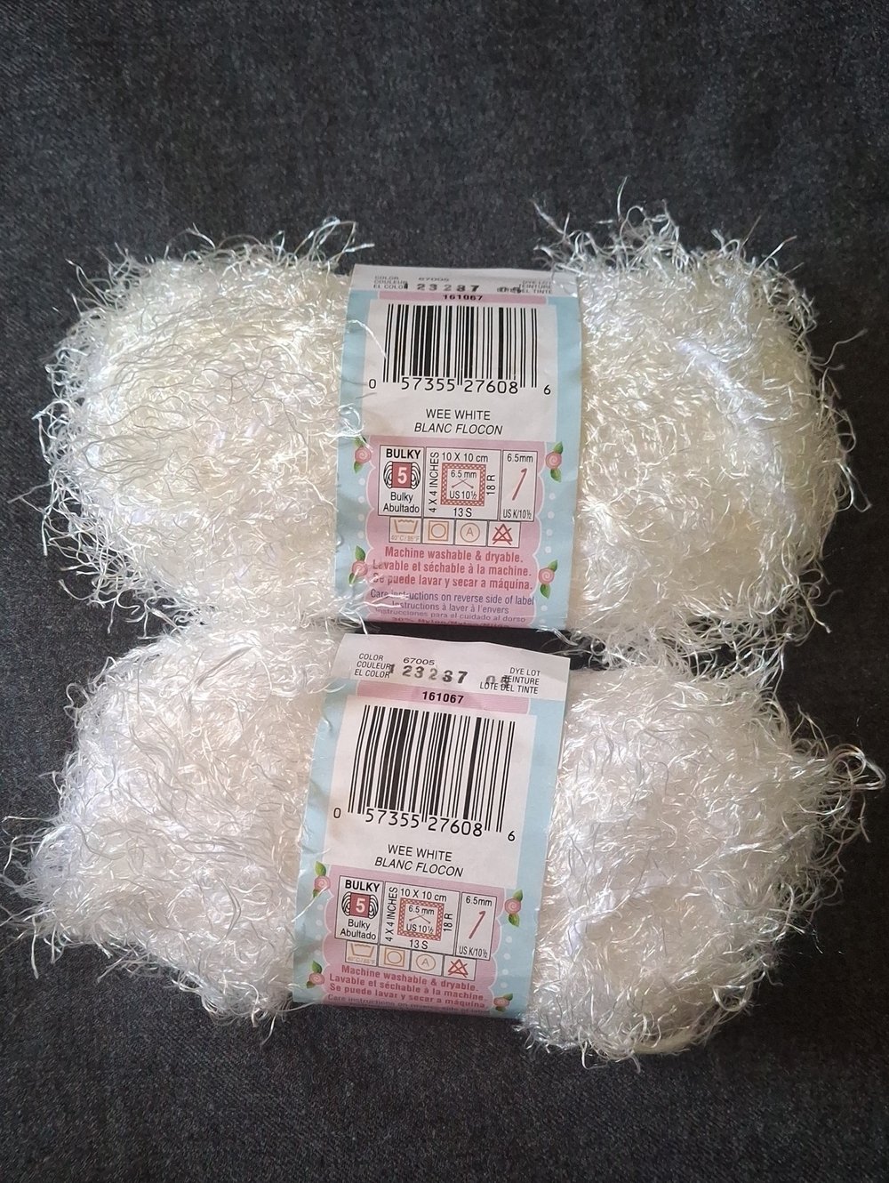 💥3/$20💥 Bernat Baby Lash Yarn -Wee White (Lot of 2) - Rare / Discontinued